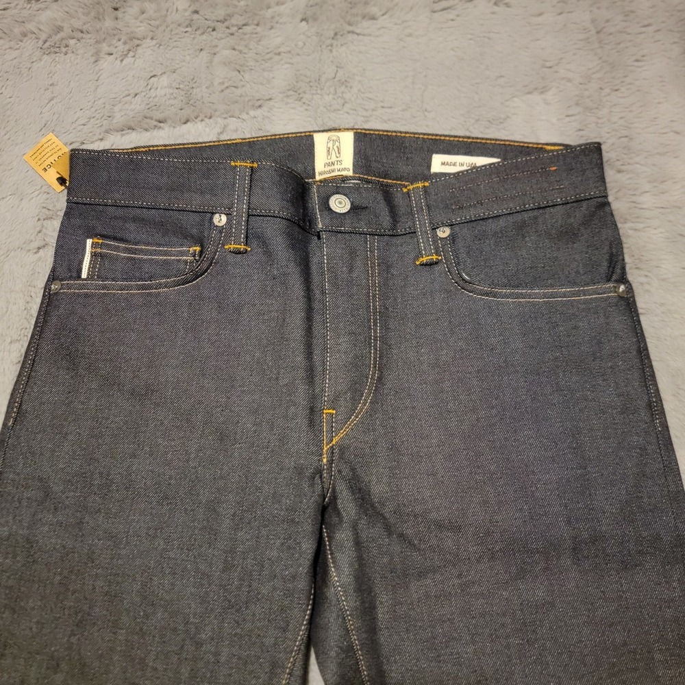 Hiroshi Kato Jeans Mens 31x34 Indigo Raw Blue Pen Slim 4-Way Stretch Selvedge - Picture 4 of 11